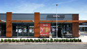 Project: Costa - Gallagher Retail Park, Wednesbury. Species: Accoya (Coated). Timber Sections: 42f x 185f PAR eased edges / 55f x 55f PAR eased edges. Plywood backing:18mm  plywood � Colour: Merlin Grey