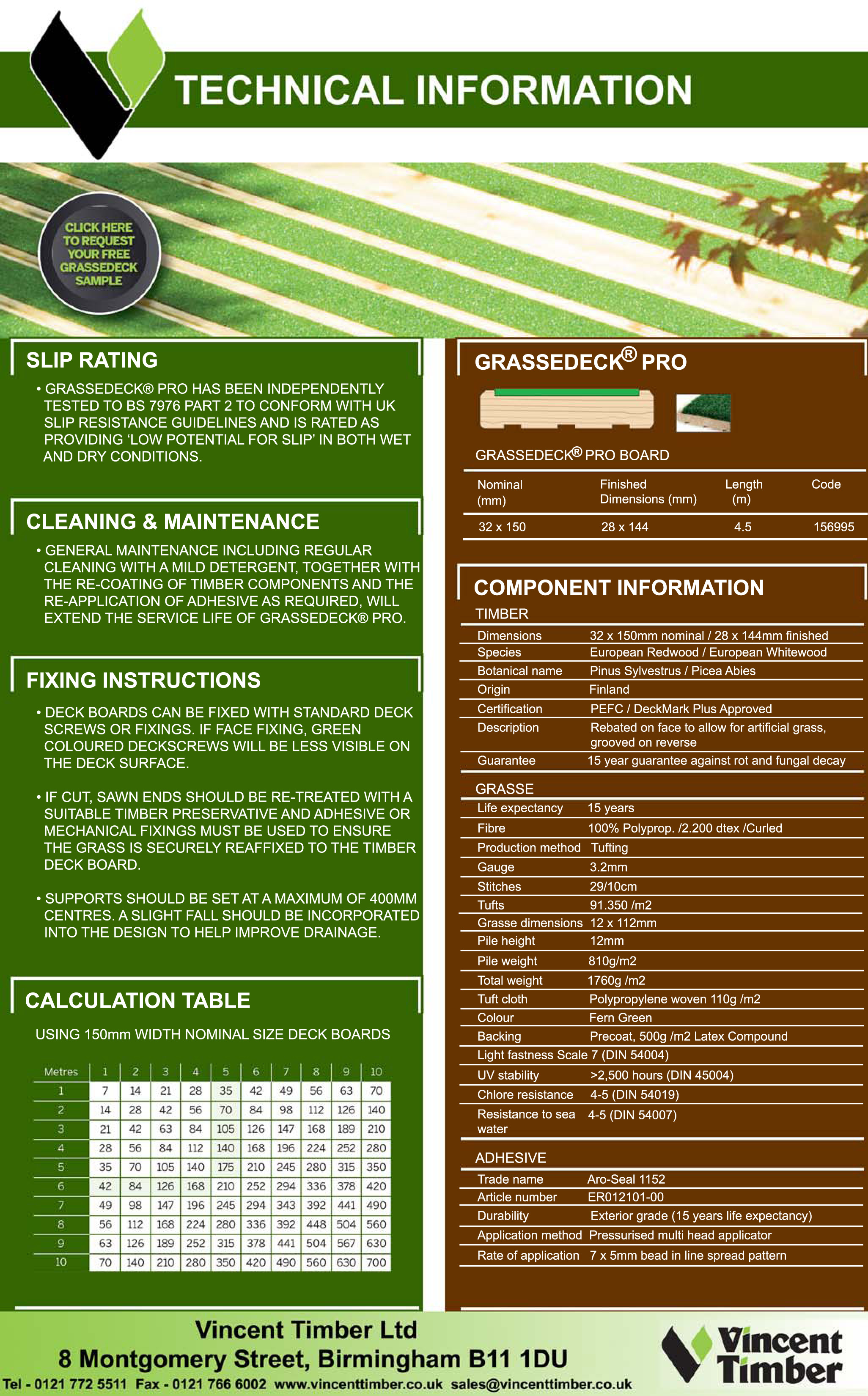 Technical information for Grassedeck Pro Decking